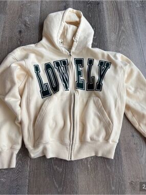 NOHANT Lonely/Lovely Hoodie Zip-Up in Ivory K-Style Rare Find